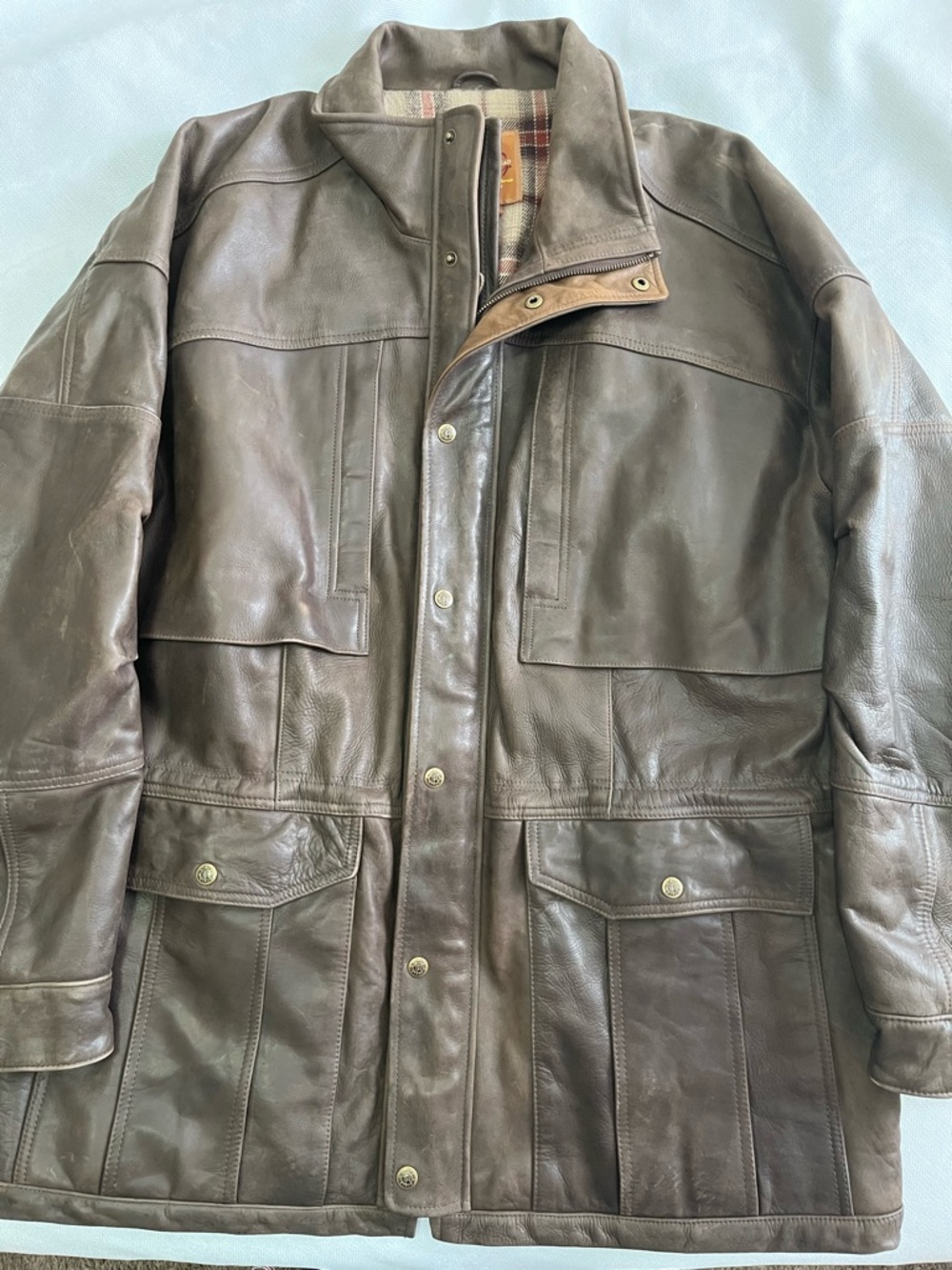 The Territory Ahead Vintage Distressed Men's Brown Leather Jacket Size XL